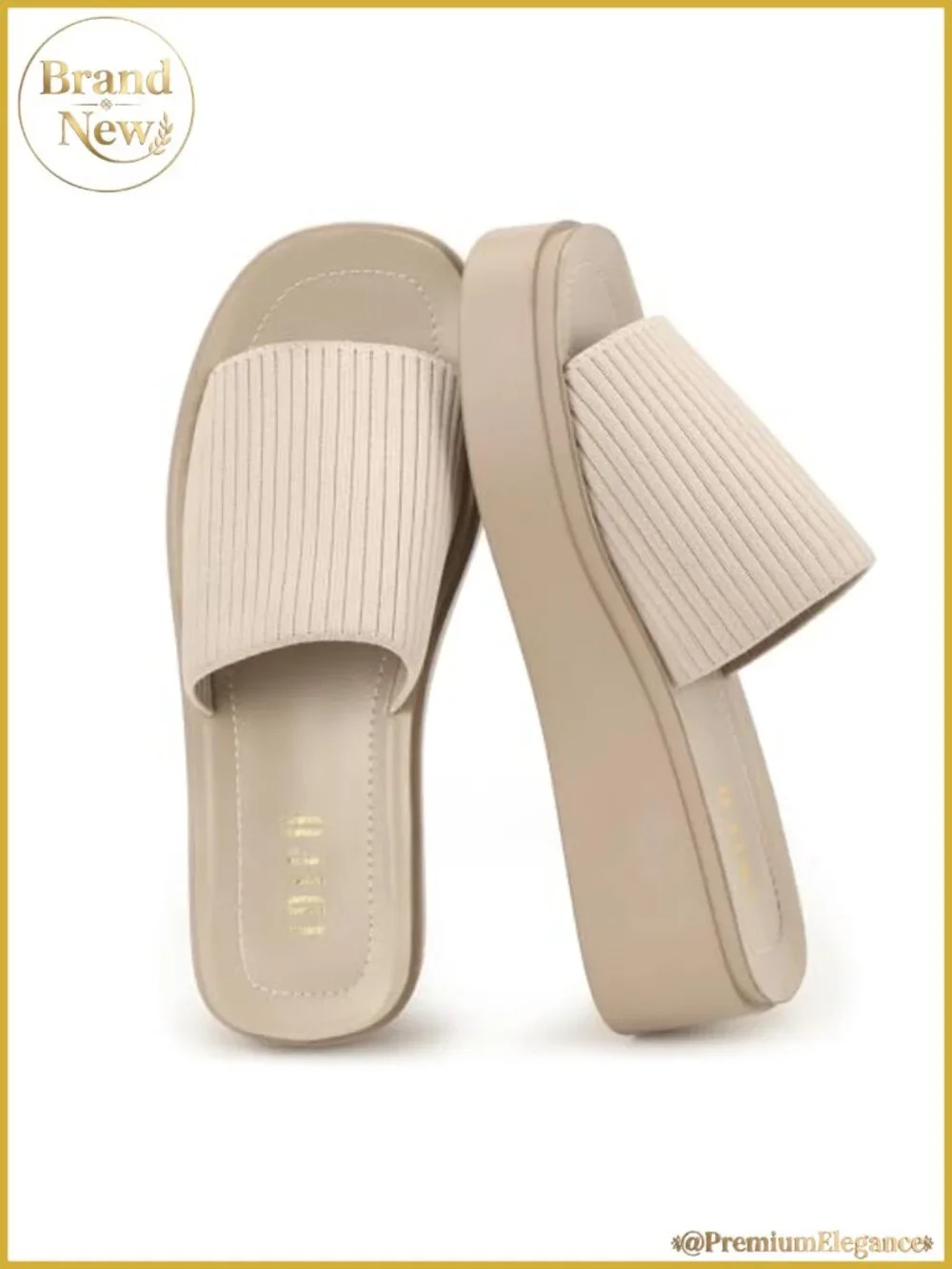 Women's Platform Slide Sandals Chunky Open Toe Knit Slip On Wedge Summer Beach